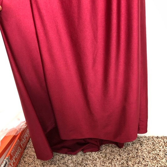 LA FEMME 26141 Burgundy High Neck Low back Gown - Picture 7 of 16